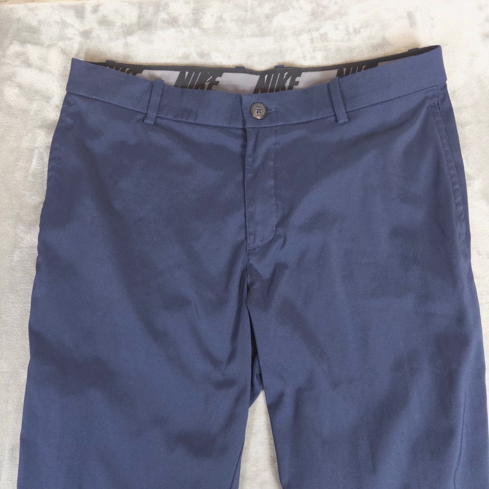 Nike Golf Dri-FIT Pants Mens 34x32 Navy Blue Flat Front Performance AJ5489-451 - Picture 2 of 8